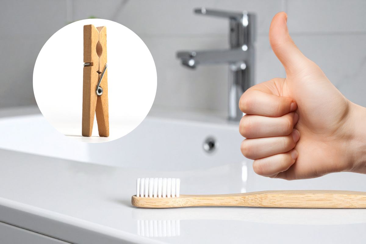 molletta spazzolino bagno pollice su