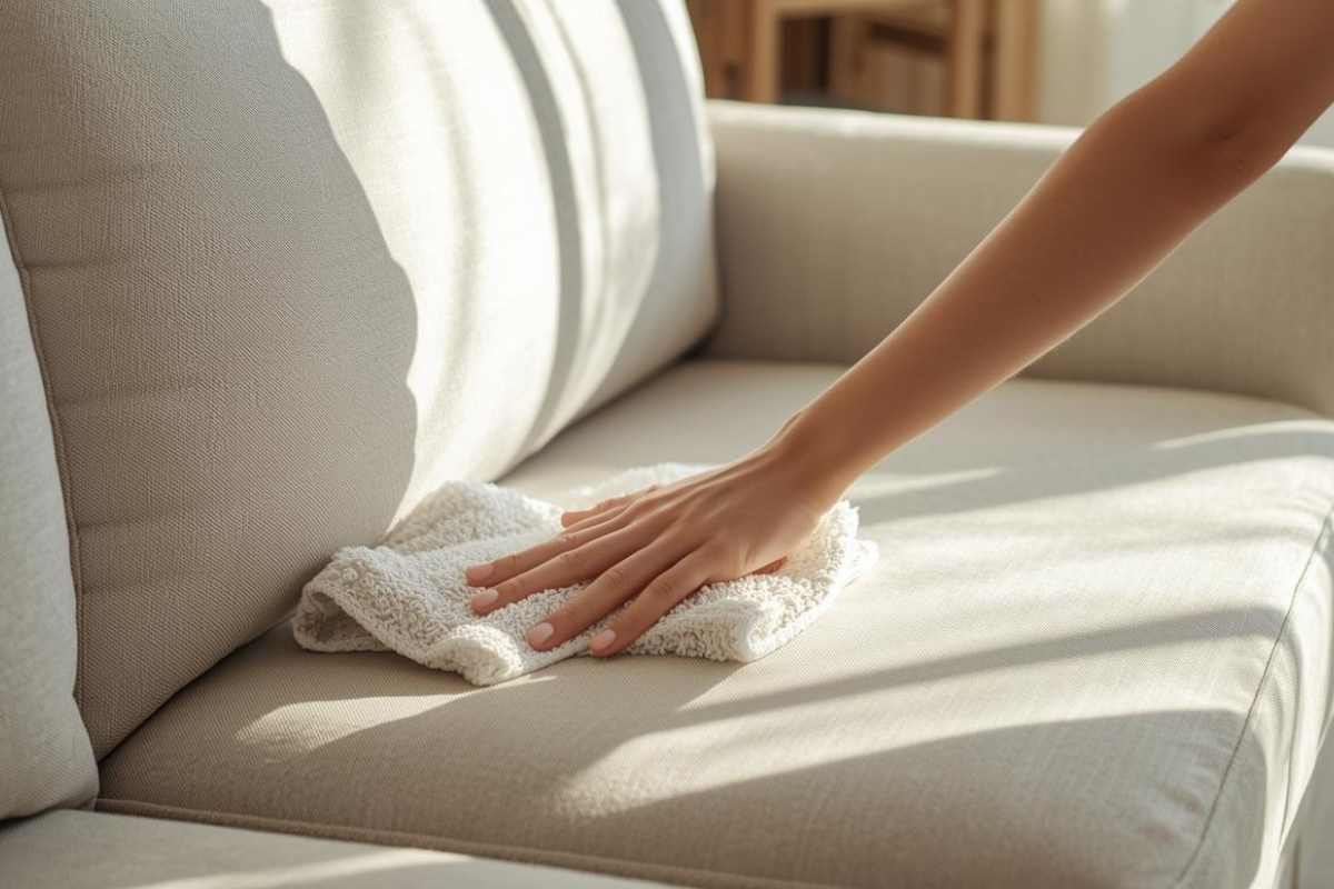 asciugamano pulizia divano